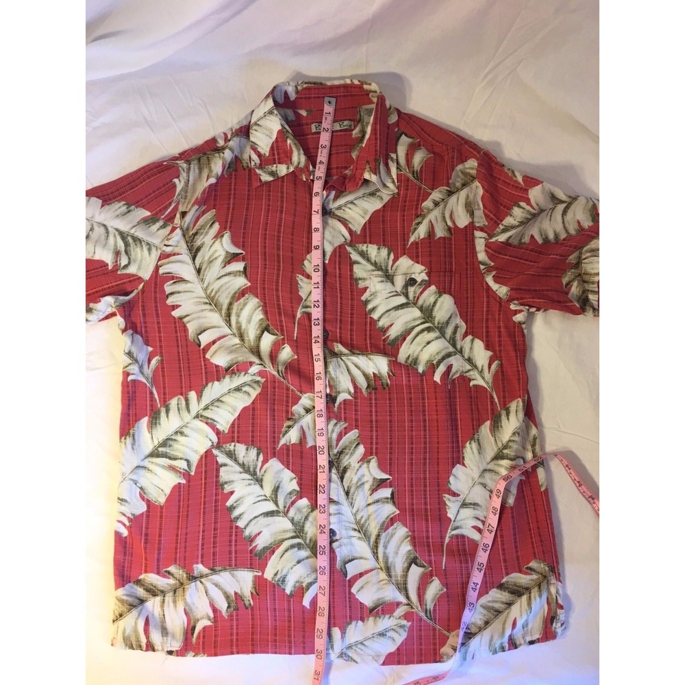 Batik Bay Hawaiian Casual Dress Shirt Button Red Floral Men's Size Large - Picture 5 of 6